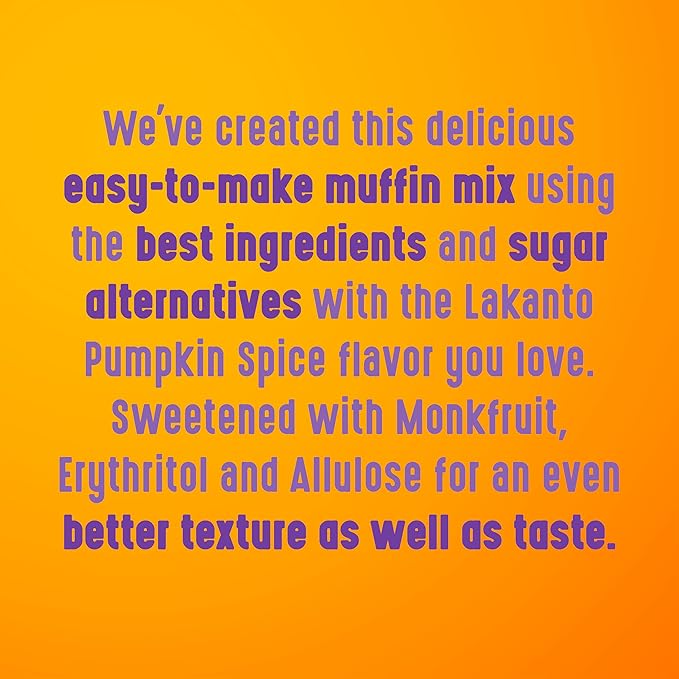Lakanto Pumpkin Spice Muffin Mix - Gluten Free, Nut Free, Sweetened with Monk Fruit, Allulose, Erythritol, Pumpkin Spice Bread, Fluffy, Great Tasting, Easy to Bake (9.9 Oz)