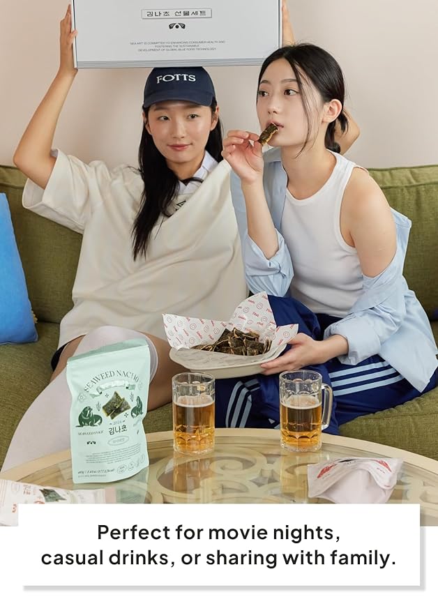 Korean Food SEA*ART Wasabi Flavored Seaweed Snacks – 40g (1.41oz) Zipper Pack – Bold Wasabi Kick, Crispy & All-Natural, Vegan Fusion Gourmet Sea Vegetable Treat, 부각, 김나초