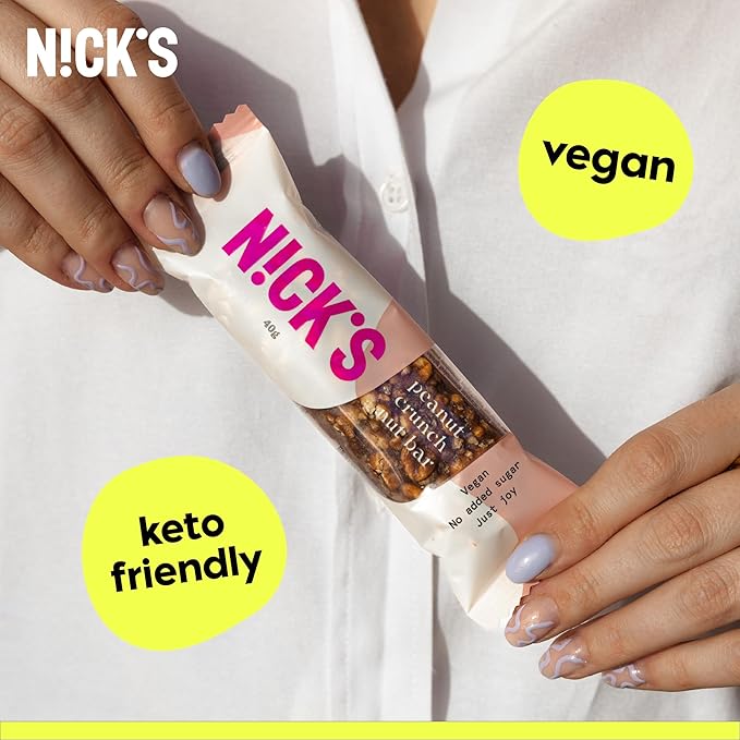 NICKS Keto Nut Bar Peanut Chocolate Snack Bar, Low Carb Snacking for Sports, Hiking, Gaming, Outdoor Activities, 1G sugar, 3G net carbs, healthy snack (pack of 30) 40.0 grams