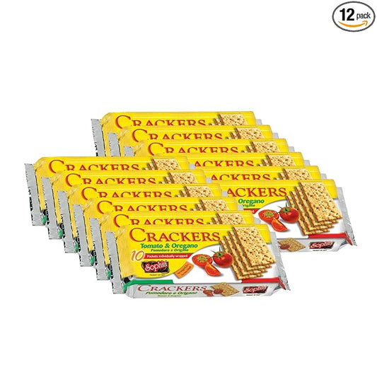 Sophia Cracker Italian Tomato Basil 8.8oz (12-pack) | Tomato Basil Crackers for Cheese Platters & Bruschetta | Vegan Low Calorie Snack Foods | Fancy Wheat Crackers | Healthy Pantry Staple