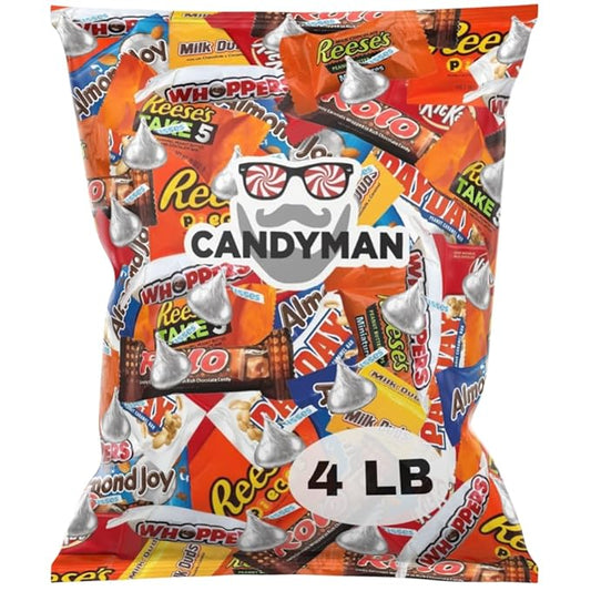 CANDYMAN 4 Pound Gift Box Mix of Chocolate, Individually Wrapped Assorted Bulk Candy Chocolates Variety Pack, Perfect for Holiday Candies, Valentine's Day