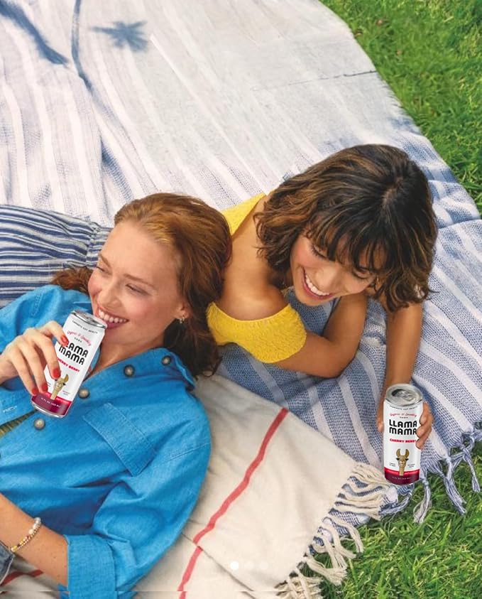 Llama Mama Cherry Berry Organic Sparkling Prebiotic Soda • Gut & Immune Support • High Vitamin C, Antioxidants • NO Sugar • NO Artificial Sweeteners • NO Stevia • Vegan Plant Fiber • 12 Pack