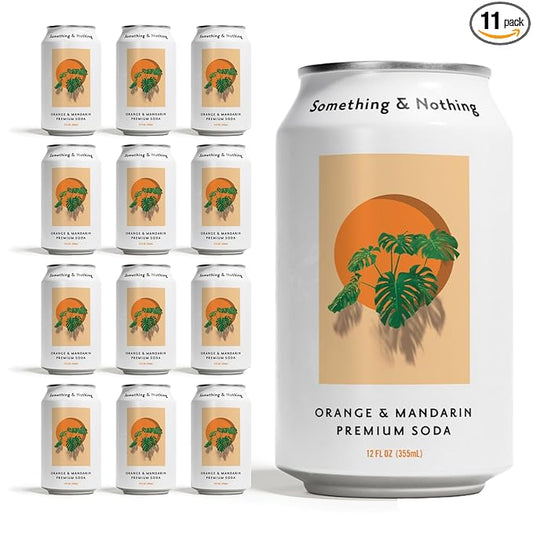 Something & Nothing Orange & Mandarin Flavored Sparkling Water | Lightly Carbonated & Full of Flavor with Added Grape & Lemon Juice | Vegan & Low Calorie Premium Soda | 12 Fl Oz Cans (Pack of 12)
