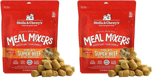 Stella & Chewy's Freeze-Dried Raw Beef Meal Mixers- Dog Food Topper and Mixer - Made with 95% Grass-Fed Beef, Organs & Bone - Perfect for Picky Eaters - Grain-Free - 35 oz (Pack of 2)