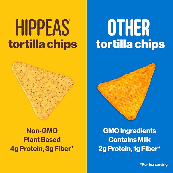 HIPPEAS Chickpea Tortilla Chips, Rockin’ Ranch Gluten Free Snacks, Dairy Free, Vegan, 1oz, Pack of 18, 3g Protein, 3g Fiber, Crunchy, Nutritious, Plant Protein Snack, Non-GMO, Kosher