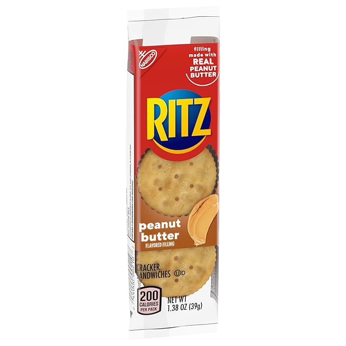 RITZ Peanut Butter Sandwich Crackers, Lunch Snacks, 112 Snack Packs (14 Boxes, 6 Crackers Per Pack)
