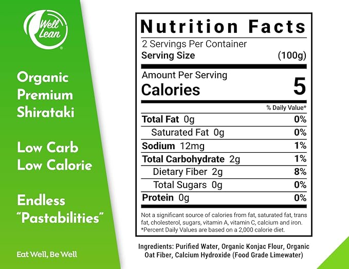 Well Lean Organic Variety Pack - Premium Shirataki Konjac Pasta - USDA Organic, 100% Plant Based, Keto Friendly, Zero Net Carb, Non-GMO, Ready to Eat, Low Calorie, Gluten Free, Vegan, Diet, 6 Pack