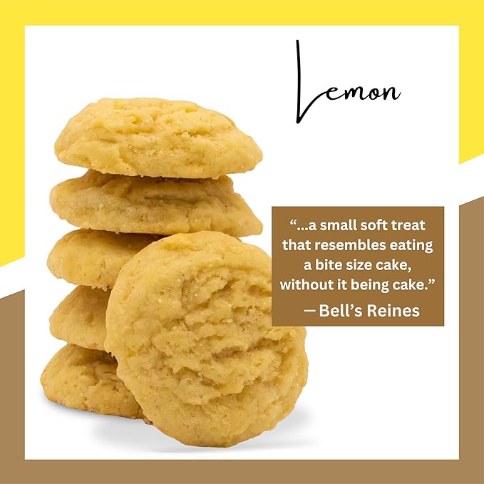 Bell's Reines Lemon Cookies, Soft Gourmet Small Batch, Healthy Snacks, Bakery Fresh 4 Cookie Snack Packs, 3-Pack