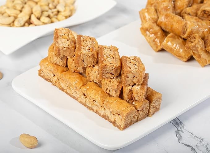 Snacklava Cashew Baklava - 20 Pack (60 Pieces) - No Artificial Ingredients, Colors or Preservatives - Premium Handmade Pastries