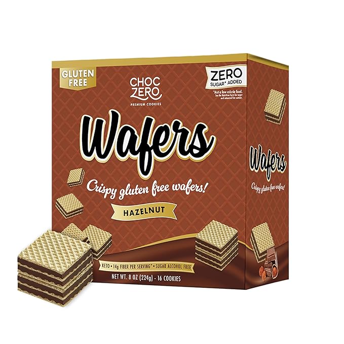 ChocZero Hazelnut Wafer Cookies – No Added Sugar, Keto Friendly, Low Carb Cookies with No Sugar Alcohols, Gluten Free & Individually Wrapped – 8 oz Box