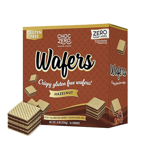 ChocZero Hazelnut Wafer Cookies – No Added Sugar, Keto Friendly, Low Carb Cookies with No Sugar Alcohols, Gluten Free & Individually Wrapped – 8 oz Box