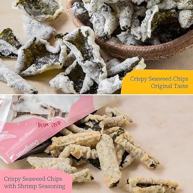 [Dongwon] YANGBAN Seaweed Chips | Enticing Shrimp Flavor | Authentic Korean Nori Seaweed Snack | Crispy and Light | Traditional Kimbugak (김부각) Snack (1.76 oz x 1 pack)