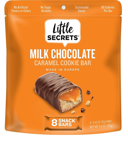 Little Secrets Milk Chocolate Caramel Cookie Bars | 8 Minis | Made in Europe | Nothing Artificial & No Sugar Alcohols | Sustainable Cocoa | 3.4 Ounce, Pack of 1