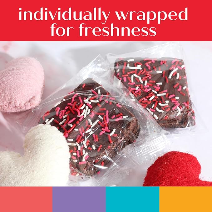 Valentines Day Gift Basket Chocolate Brownies Food Gift Individually Wrapped For Men Women Package | Nut Free Dairy Free | Kosher