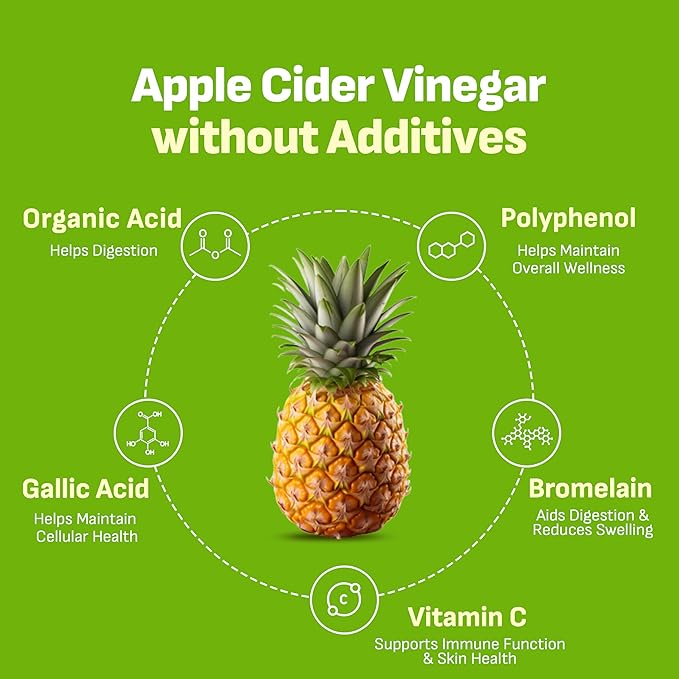 [Liveling] Pineapple Cider Vinegar Drink Stick & 3-in-1 Shot with ACV – Korean-Plum Flavor | Supports Digestion, Daily Cleanse, Sugar-Free, Low-Calorie, Portable On-The-Go Packets (30 sticks)