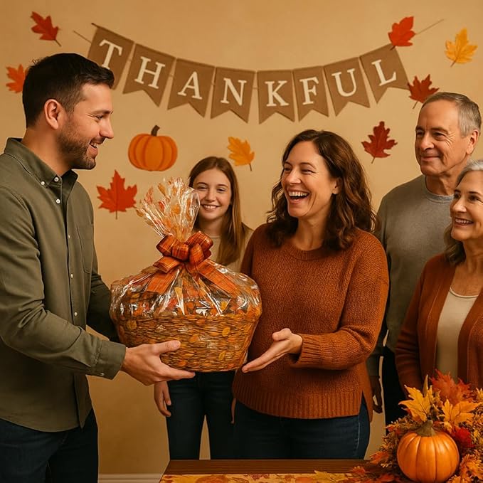 Handcrafted Gift Basket with Chocolates, Cookies, Snacks & Candy. Perfect for Birthdays, Sympathy, Holidays, Clients & Thank You Gifts (Executive Upgrade: $199.99, Thanksgiving)