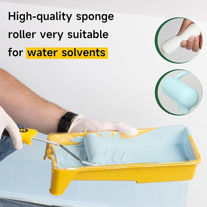 VOOMEY Mini Paint Roller Covers，High Density Foam Paint Roller，4 Inch Foam Roller Paint, 24 Pack,Fits All Flat Surfaces, Including Kitchen Cabinets, Doors, Tables, Etc.