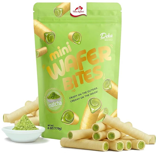 Deka Matcha Mini Wafer Bites Creme Filled Rolled Wafers, 7oz