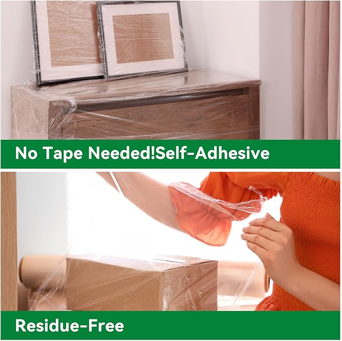 ADAYM Stretch Film Shrink Wrap Roll - 5" x 1200' - 80 Gauge 600% Stretch Self-Adhering 5 inch Mini Plastic Wrap for Moving, Packing, Shipping, Furniture & Pallet Stabilization(12 Rolls)
