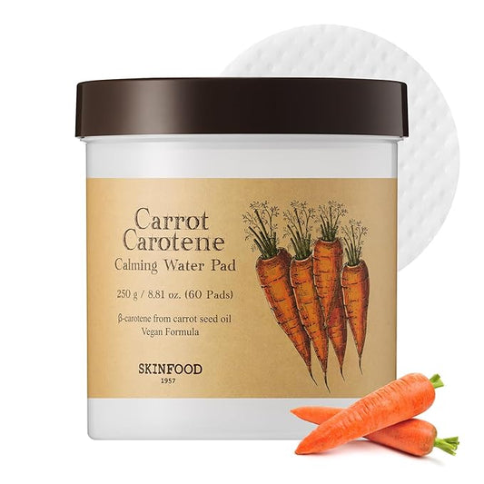SKINFOOD Carrot Carotene Toner Pads, Hydrating & Soothing for Dry Skin, Instant Cooling, After Sun & Heat Care, Cotton Facial Toner Pads, Korean Skincare for Face (60 Counts)
