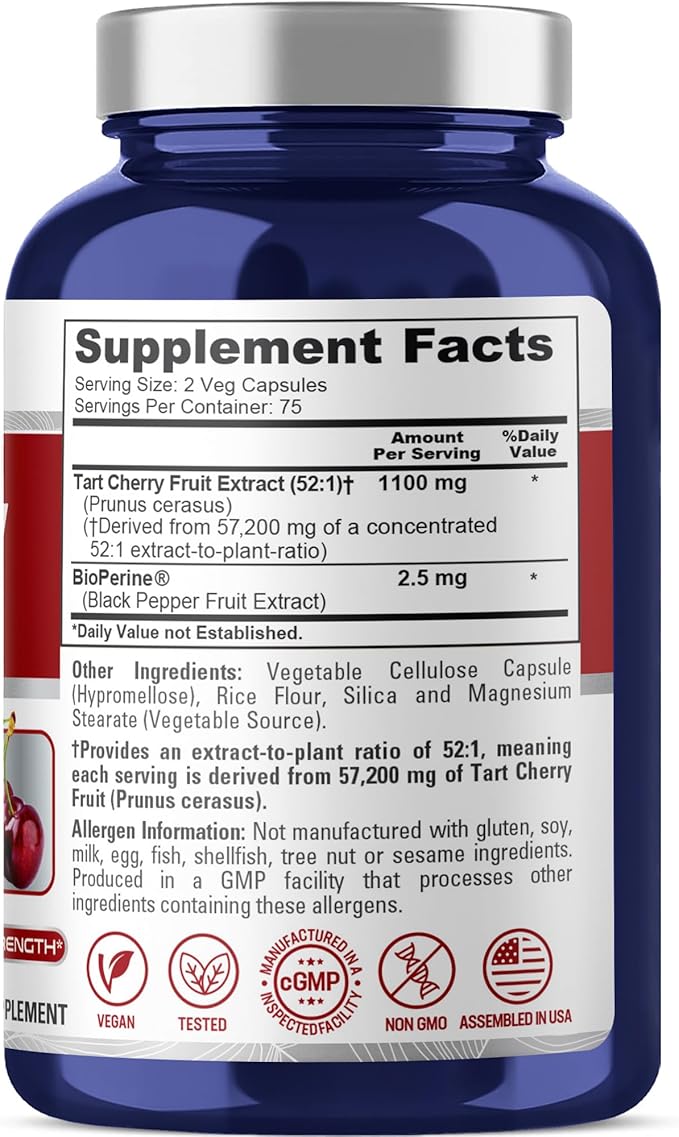 NusaPure Tart Cherry 57,200mg per Caps, 150 Count, Vegan, Non-GMO, Gluten Free