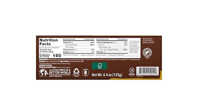 Schär Gluten-Free Cocoa Wafers, 4.4oz, 12-Pack – Crisp Layers with Creamy Cocoa Filling, Non-GMO, No Preservatives, Perfect Snack or Dessert Treat