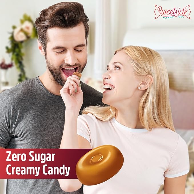 Original Caramel Hard Candies, 2 Pack of Individually Wrapped Sugar Free Hard Candy 7.7oz Each, Ideal Hard Candy for Holiday Treats, Perfect Caramel Candy for Sharing or Stocking Up