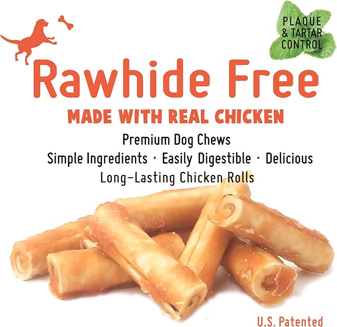 LuvChew Gluten Free Rawhide Free Dog Chew Chicken Rolls Mini 2.5" for Small Dogs 10 pcs/Pack (Mini 2.5" 10pcs/Pack x2 Packs)