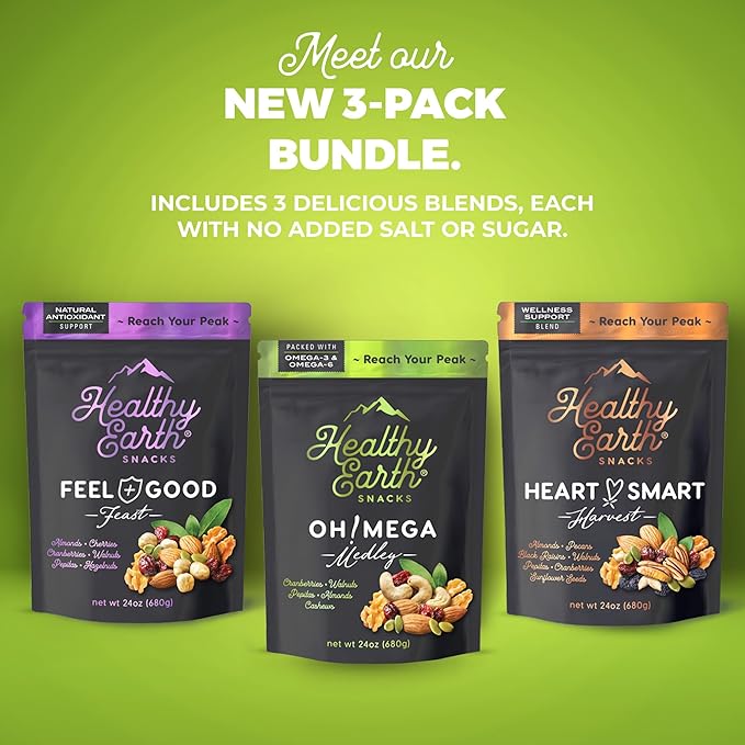 Mixed Nuts Unsalted | Trail Mix | Trail Mix without Peanuts | Gourmet Snacks, Protein Snacks, Gluten Free, No Preservatives, High Fiber (Three Pack Bundle)