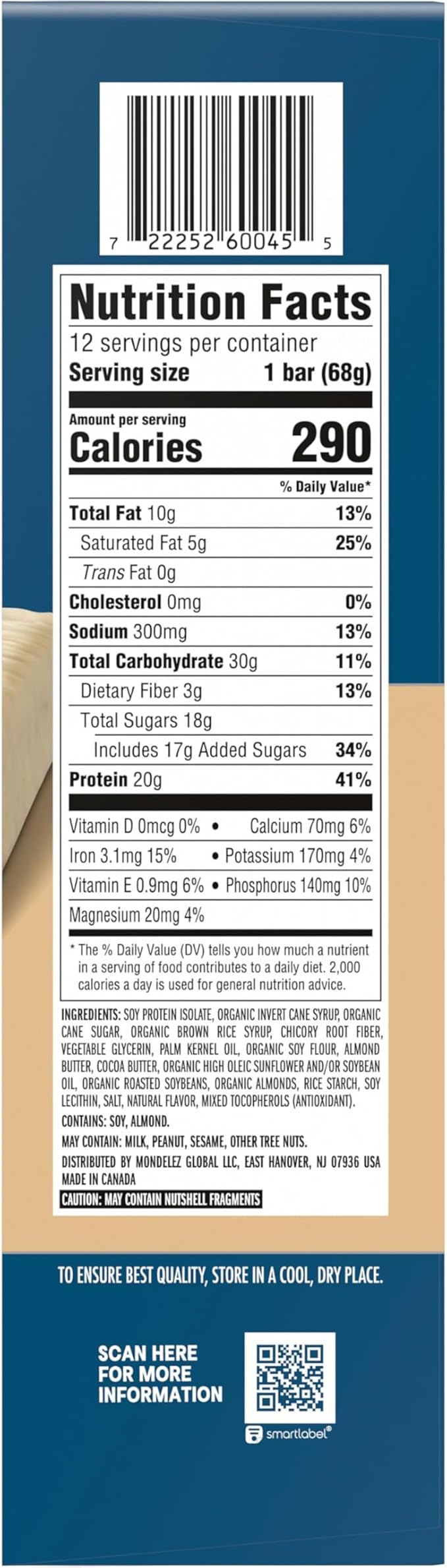 CLIF BUILDERS Protein Bars - Vanilla Almond Flavor - 20g Plant Based Protein - Gluten Free - Non-GMO - Low Glycemic - No Artificial Sweeteners - 2.4 oz. (12 Pack)