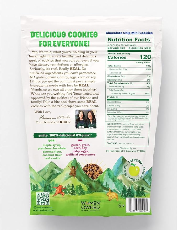 REAL Chocolate Chip Mini Cookie Poppers – Bite-sized Gluten Free Semi Soft Baked Cookies – Dairy Free, Vegan, Kosher, Paleo – Delicious Mini Chocolate Chip Cookies (4.5 oz, 3 Pack)…