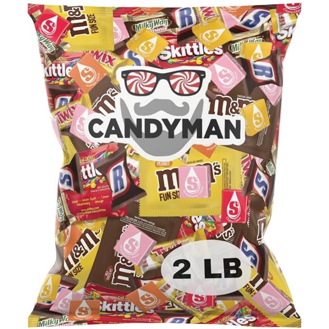 CANDYMAN Bulk Assorted Candy Variety Pack Individually Wrapped Chocolate & Candy Mix, 2 Pound Party Bag Assortment for Holiday Treats, Office Snacks, Gifting, & Favors