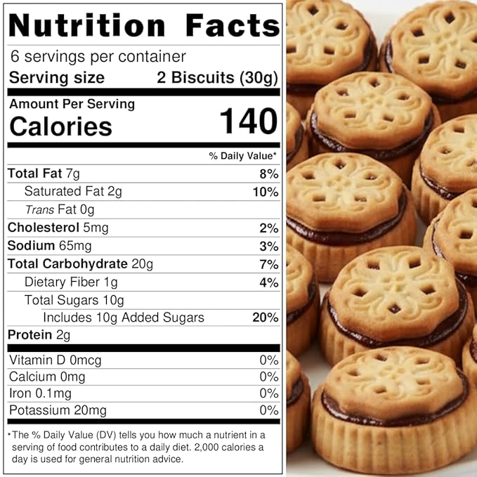 Natural Nectar Hazelnut Cocoa Crème Biscuits 6.35 oz – Sandwich Biscuits Filled with Smooth Hazelnut Cocoa Cream; Snack Cookies for Coffee Breaks & Dessert