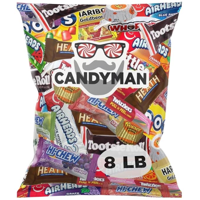 CANDYMAN (8 LB) Chocolate & Candy Bundle with Mixed Individually Wrapped Treats, Fun and Mini Sized Chocolate and Candy for Parties