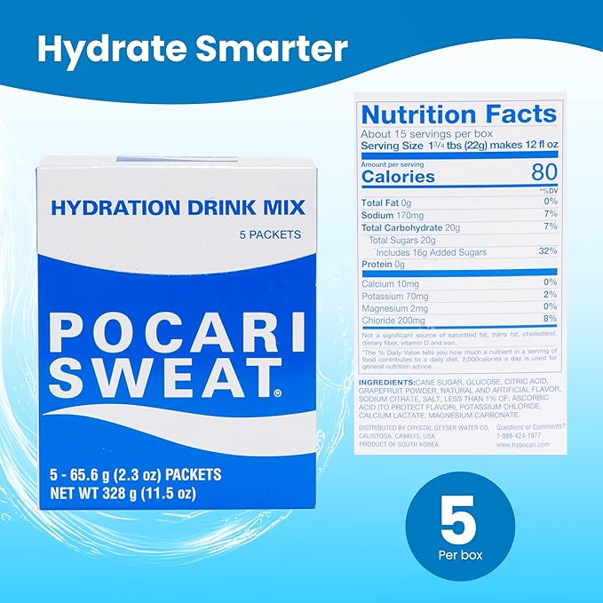 Pocari Sweat Powder, 1 Box, 5 Packets - Ultimate Hydration for Sports, Heat, and Everyday Wellness