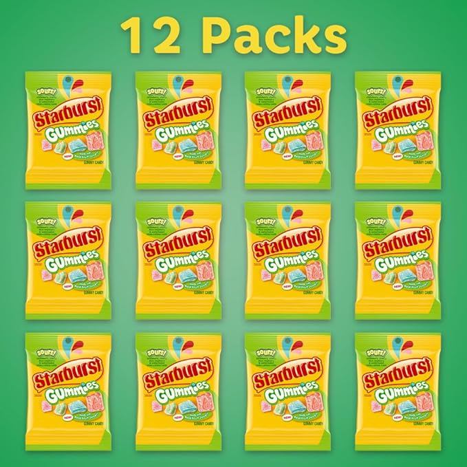 STARBURST Gummies Sours, Gummy Candy, 5 oz. Bag, Bulk Candy Pack of 12