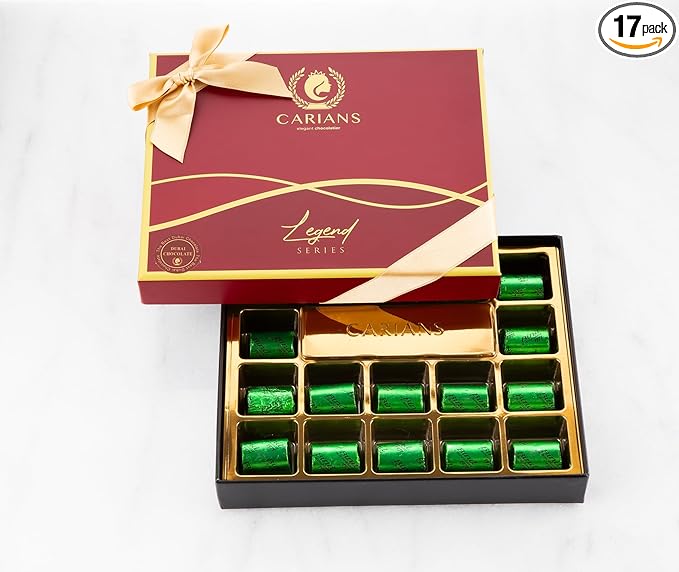 CARIANS Dubai Chocolate Gift Box, Dubai Chocolate Candy with Pistachio and Kataifi, Great for Gift Giving, Anniversary, Valentine's Day 17 Pcs