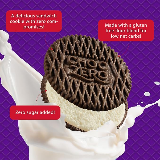 ChocZero Keto Chocolate Sandwich Cookies with Creme - Low Sugar Gluten Free Dunkies (1 Box, 9oz)