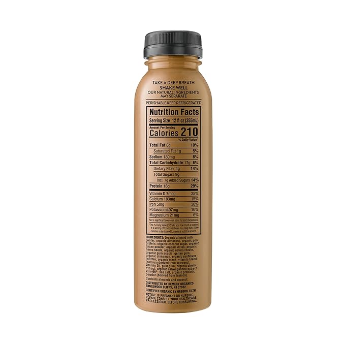 Remedy Organics Cacao Essentials 12-Pack | Plant Based 16g Protein Shakes, Ready to Drink | USDA Organic, Gluten Free, Dairy Free, Soy Free
