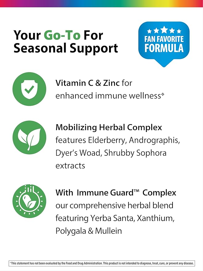 Rainbow Light Counter Attack Immune Defense Support Supplement for Adults | 90 Tablets | with Immune Guard, Zinc & Vitamin C