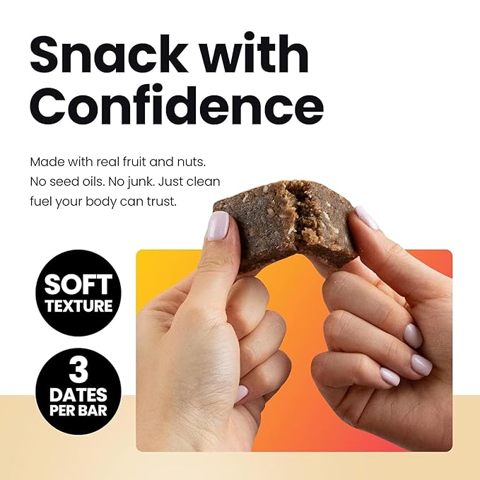 Bahamii Snack Bars, Made with Dates & Nuts, Healthy Snacks, Gluten Free, Good Source of Fiber, Only 6 Ingredients, For Kids & Adults, No Added Sugar, Vegan, 4 Pack, Coconut Vanilla