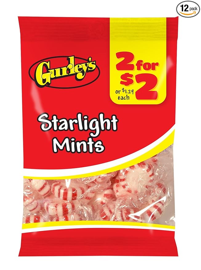 Gurley's Starlight Mints, Invigorating Peppermint Hard Candy (Pack of 12)