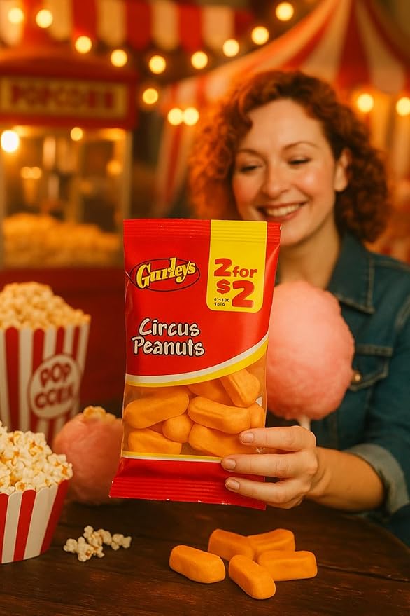 Gurley's Circus Peanuts - Old Fashioned Circus Peanuts Candy, Marshmallow Candy, Pack of 12 Individual Bags