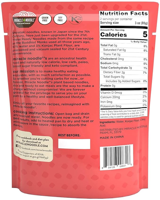 Miracle Noodle Ready to Eat Variety Pack, 7 Oz (Pack of 8), Angel Hair, Fettuccine, Spaghetti & Rice, Plant Based Shirataki Konjac Noodles, 5 Calories, Low Carb, Keto, Gluten-Free
