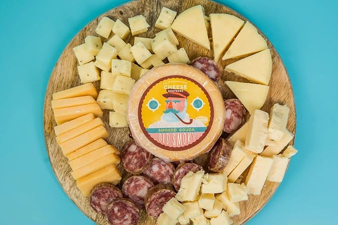 Cheese Bros. Charcuterie Gift Box | Fresh from Wisconsin | Includes Dill Havarti, Fratello, Smoked Gouda, Alpine Adelheid, 8 Year Aged Cheddar, Summer Sausage and Jam | Great Food Gifting Idea