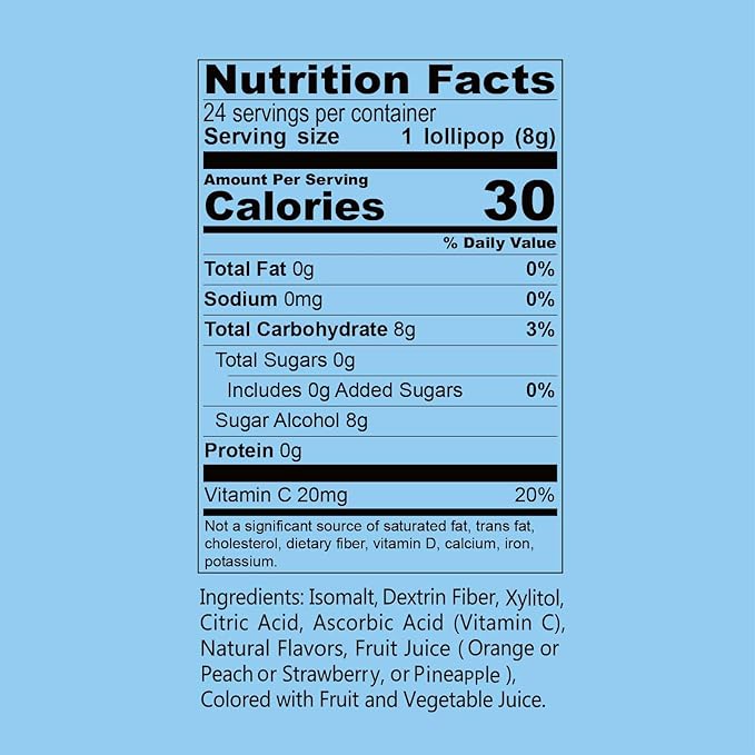 DC24 DAILY CARE Sugar Free Lollipops with Vitamin C, Healthy Suckers with Xylitol, Assorted Fruit Flavored Hard Candy for Kids, Non-GMO, Gluten Free, 24 Count