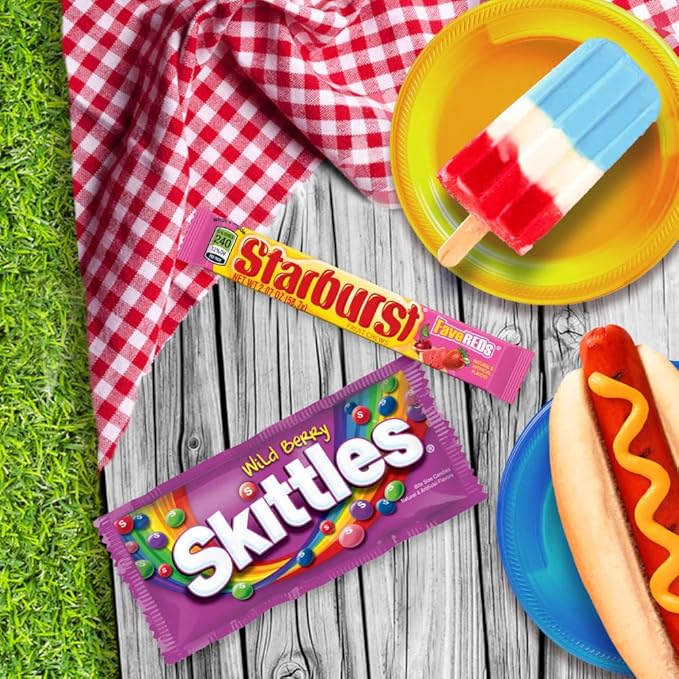 SKITTLES & STARBURST Variety Pack Full Size Chewy Candy Assortment, 62.79 oz, 30 Count (Pack of 2)