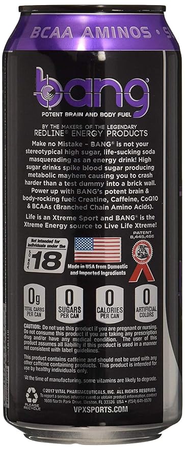 Bang Energy Purple Haze, Sugar-Free Energy Drink, 16-Ounce | Pack of 12