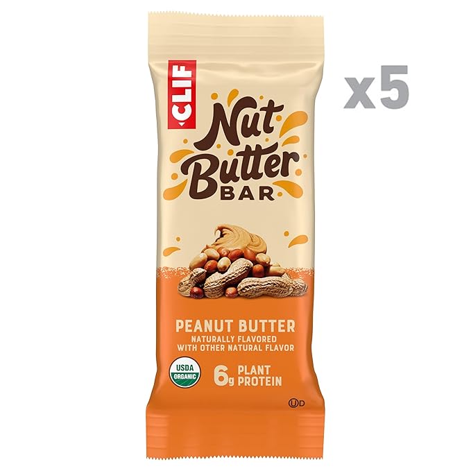 CLIF Nut Butter Bar - Peanut Butter - Energy Snack Bars - Non-GMO - USDA Organic - Plant Based - Low Glycemic - 1.76 oz. (5 Pack)