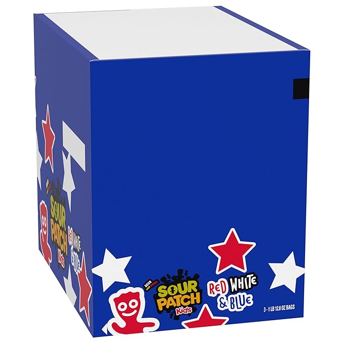 Sour Patch Kids Red, White & Blue Soft & Chewy Candy, Bulk Candy, 4-1.8 lb Bags
